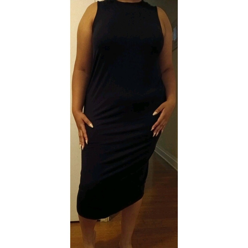 H & M Long Black Slip On Dress With A Split Women's Size XL